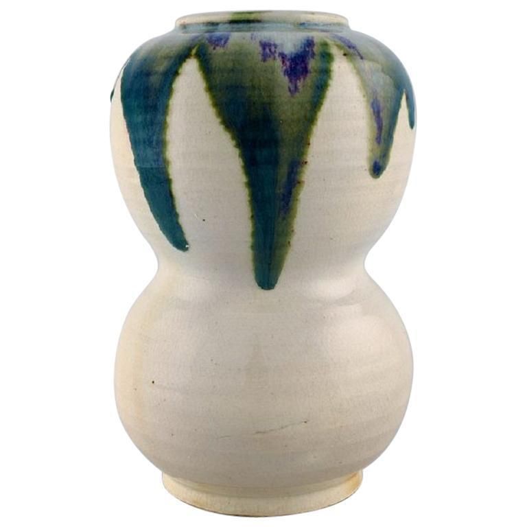European Studio Ceramist, Large Unique Vase In Glazed Ceramics, 1980s photo furniture