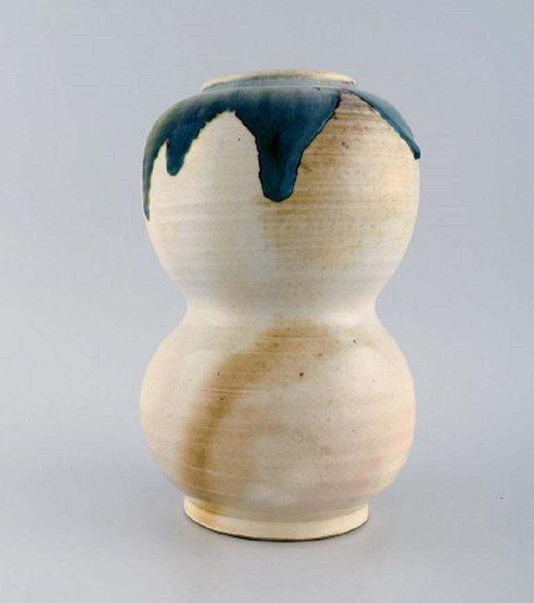 European Studio Ceramist, Large Unique Vase In Glazed Ceramics, 1980s