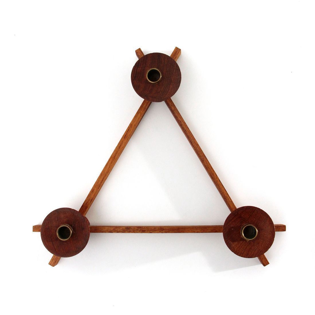 Italian Brass And Wood Candleholder From Anri Form, 1960s photo for sale