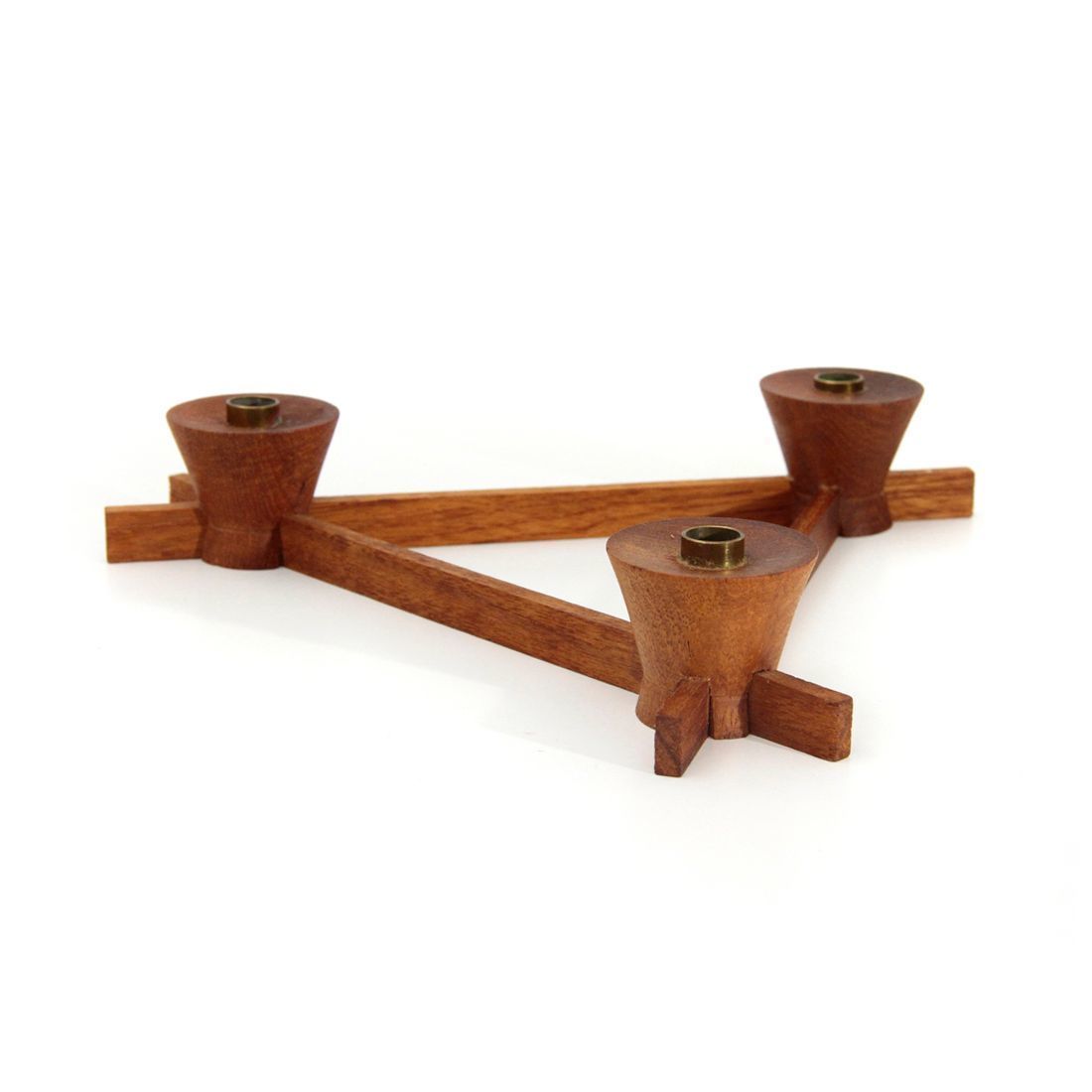 Italian Brass And Wood Candleholder From Anri Form, 1960s photo Home Decor
