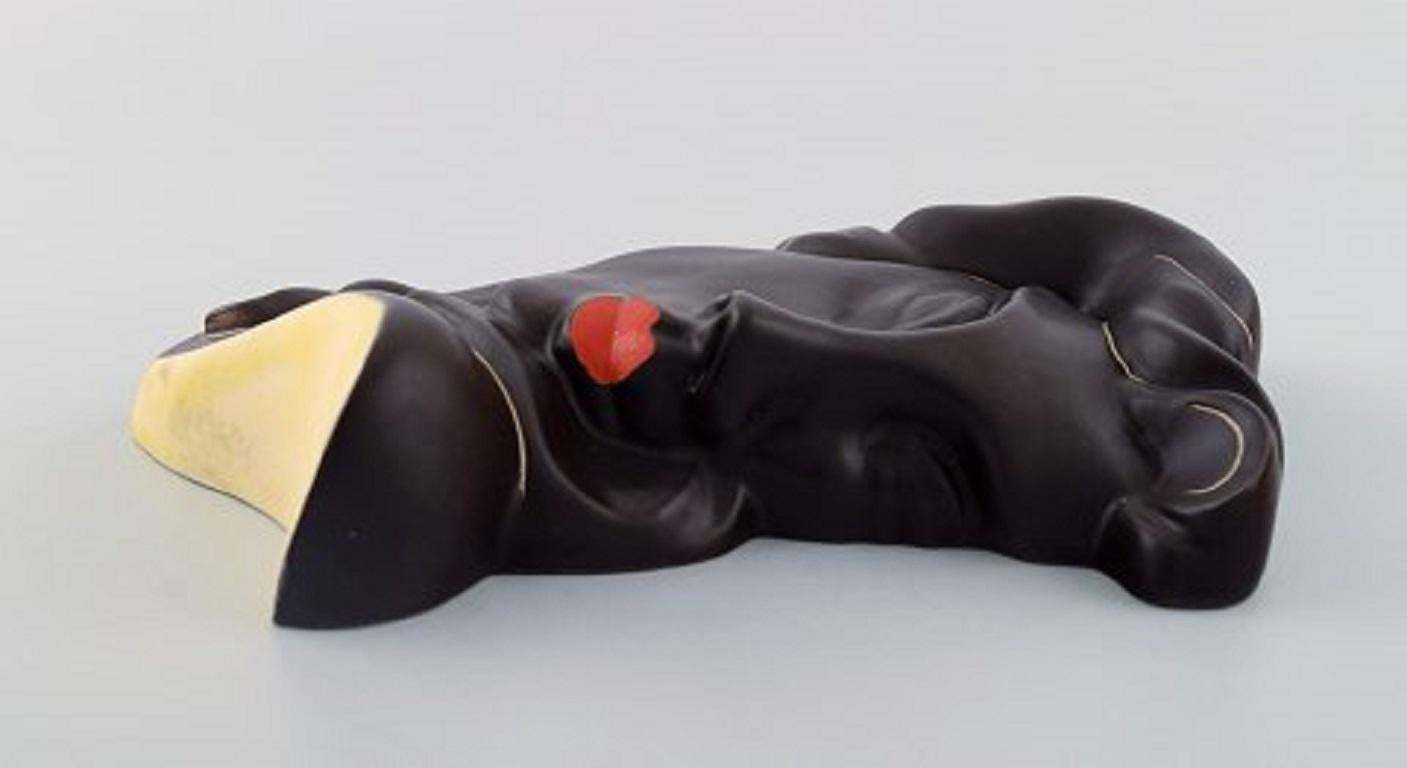 Ahr Keramik, Germany, Art Deco Female Face In Hand Painted Glazed Ceramics photo Art