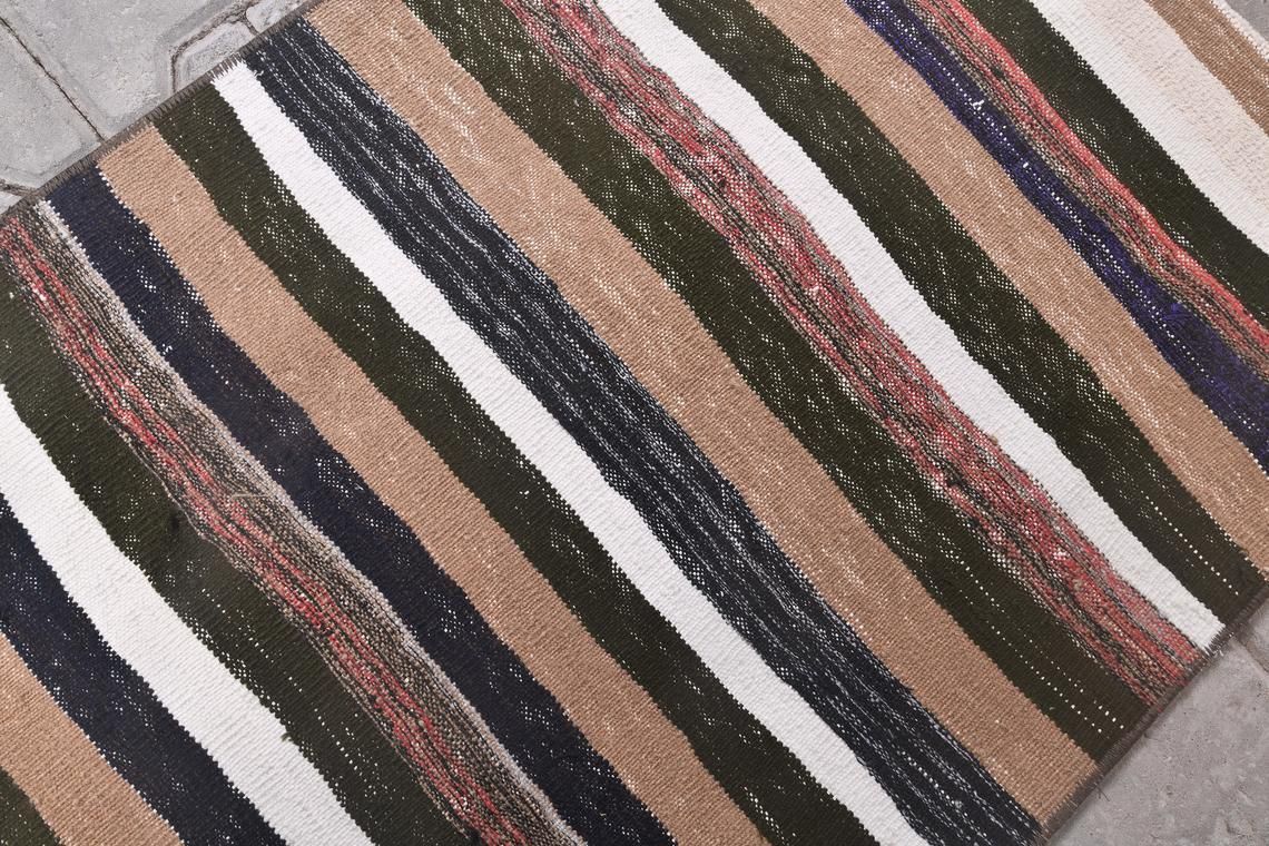 2’0” X 2’8” Ft Handmade Turkish Vintage Oushak Kilim, Door Mat Kilim, Handmade Wool Oriental Doormat, Brown Black Mini Kilim, One Of A Kind photo for sale