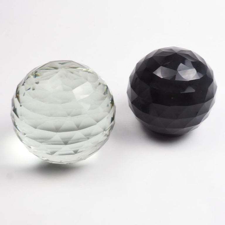 Pair Of 19th Century Victorian Faceted Cut Glass Paperweights photo for sale