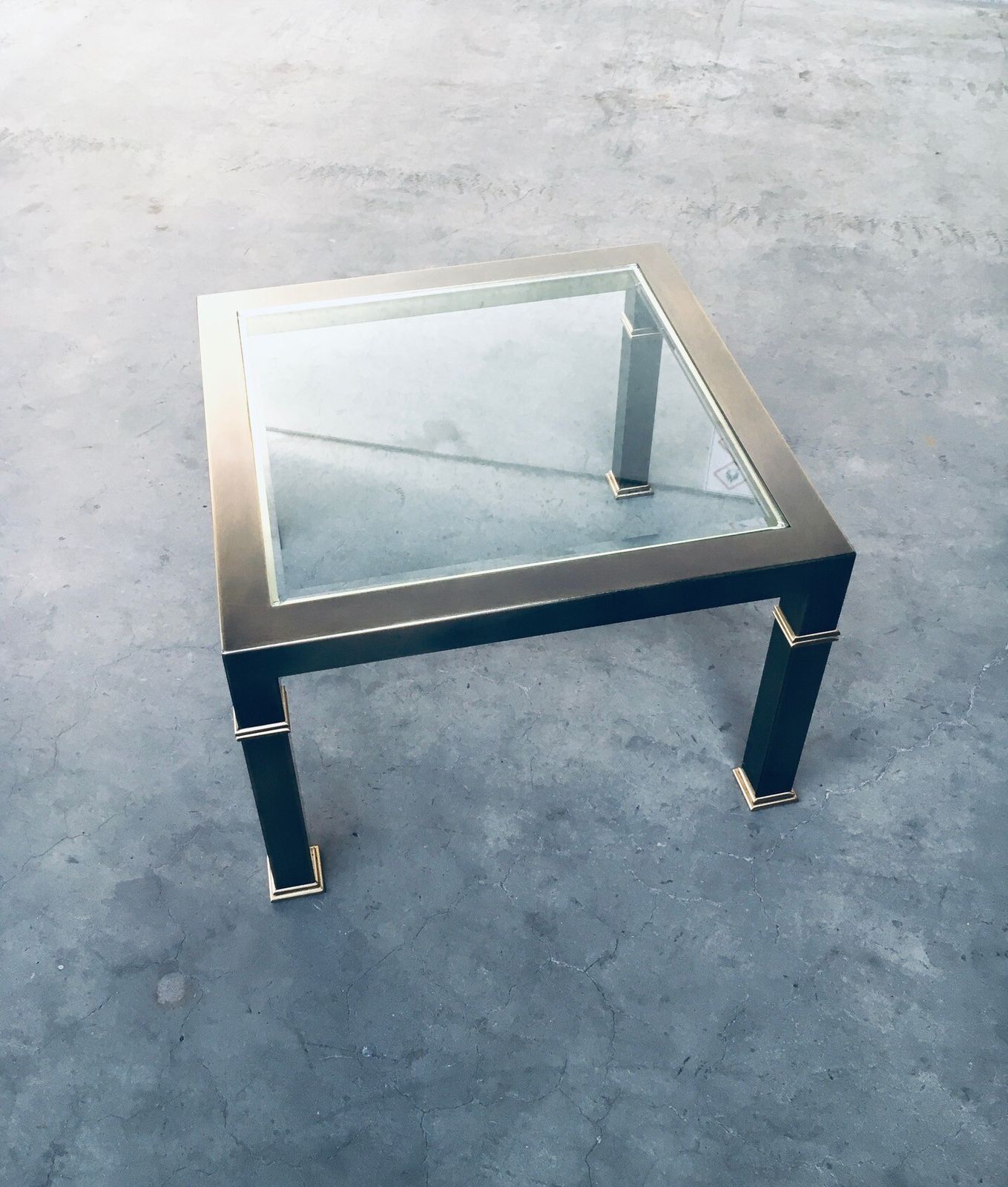 Post Modern Design Brushed Metal Coffee Table By Belgo Chrom 1980s photo 551.8