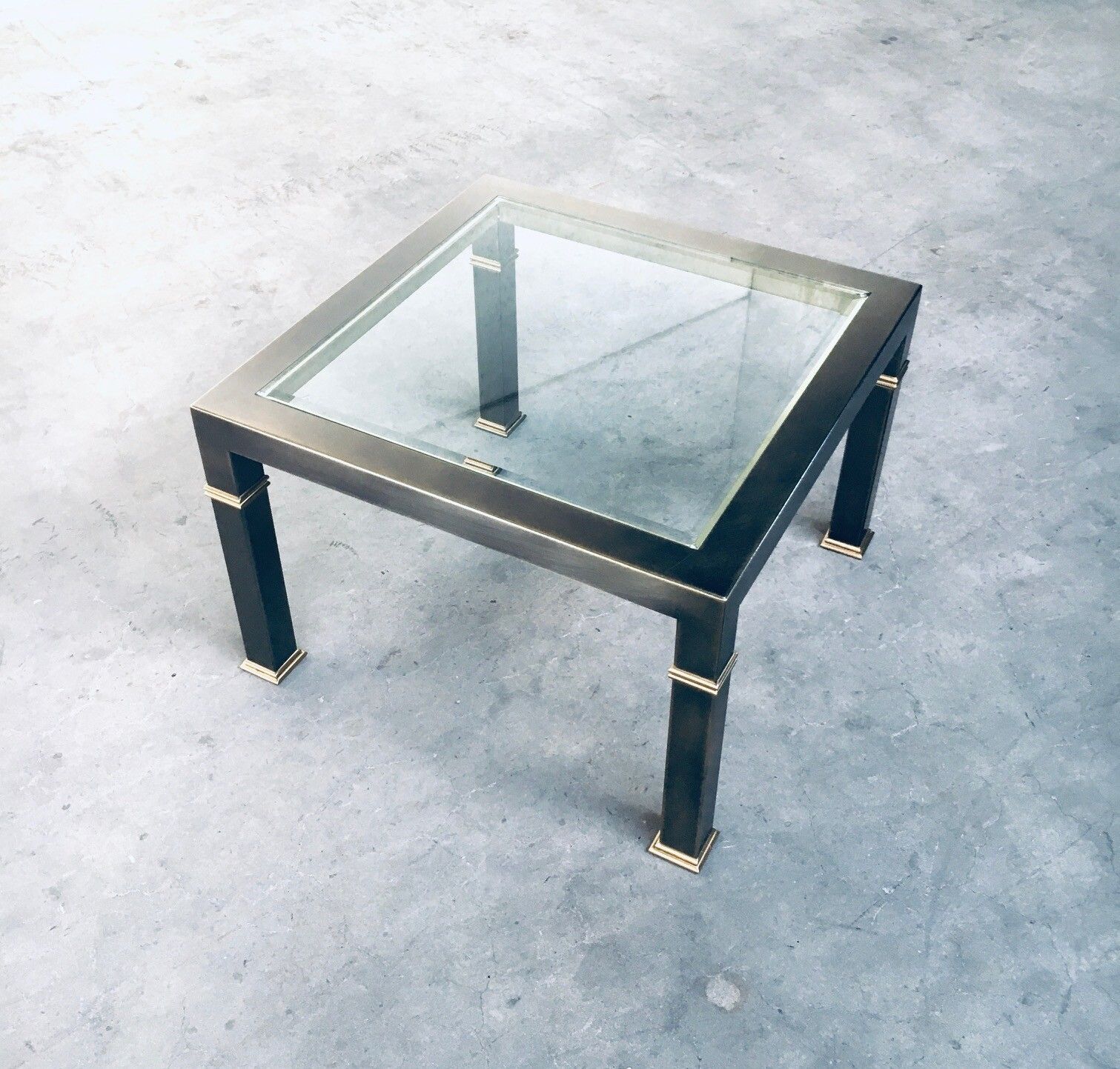 Post Modern Design Brushed Metal Coffee Table By Belgo Chrom 1980s photo vinterior