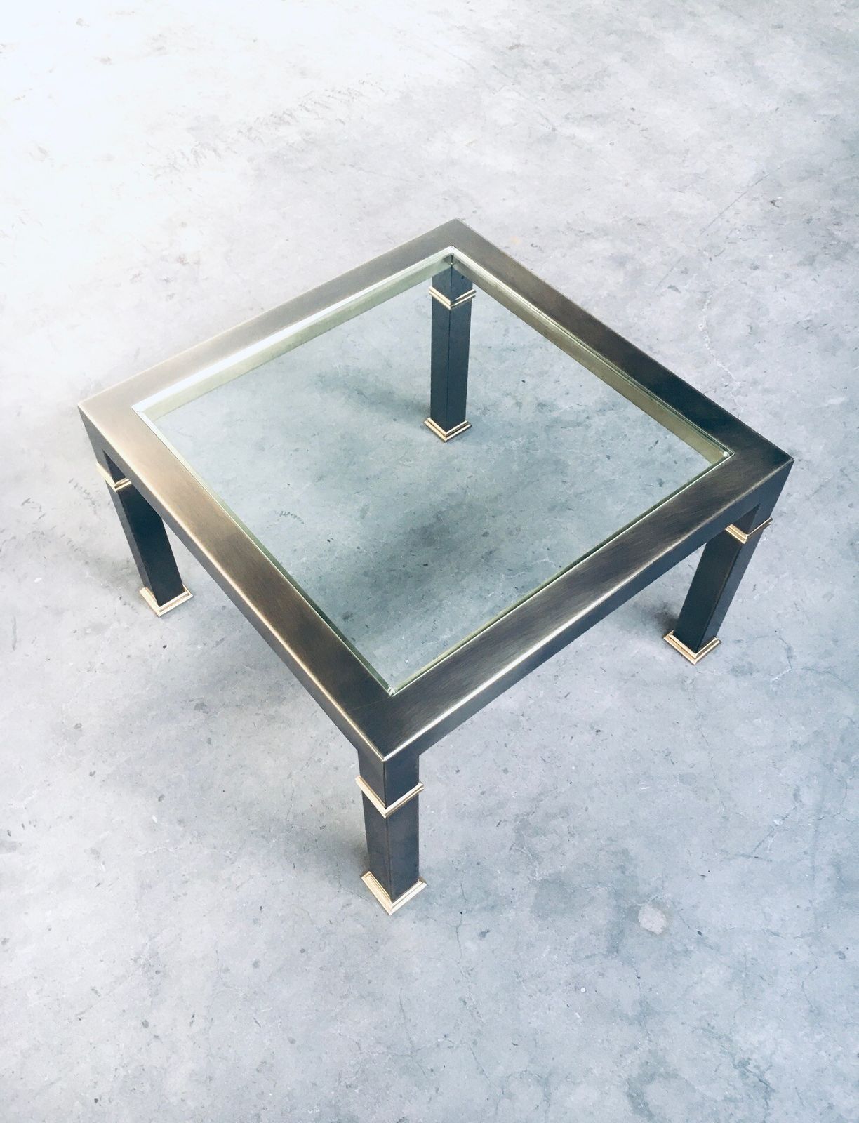 photo for sale Post Modern Design Brushed Metal Coffee Table By Belgo Chrom 1980s