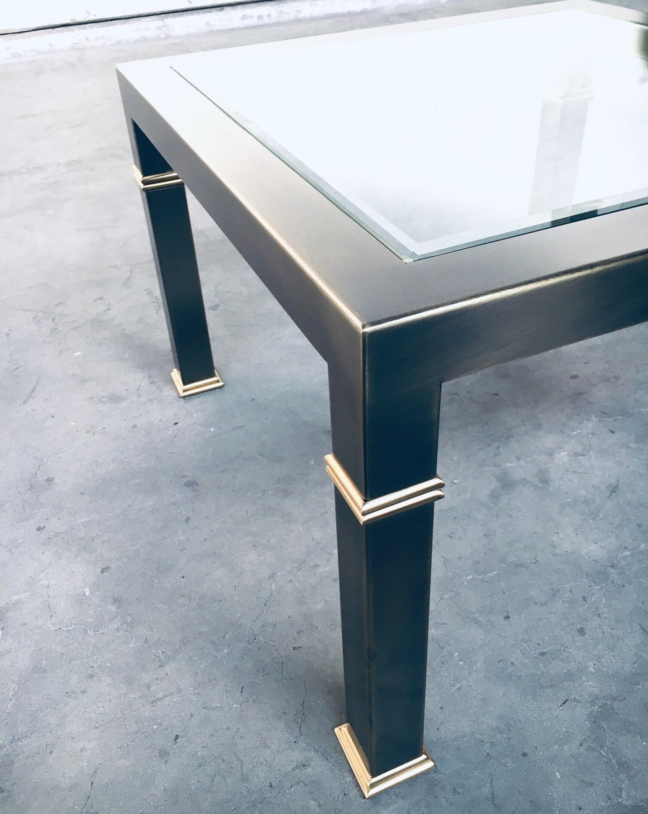Furniture Post Modern Design Brushed Metal Coffee Table By Belgo Chrom 1980s photo