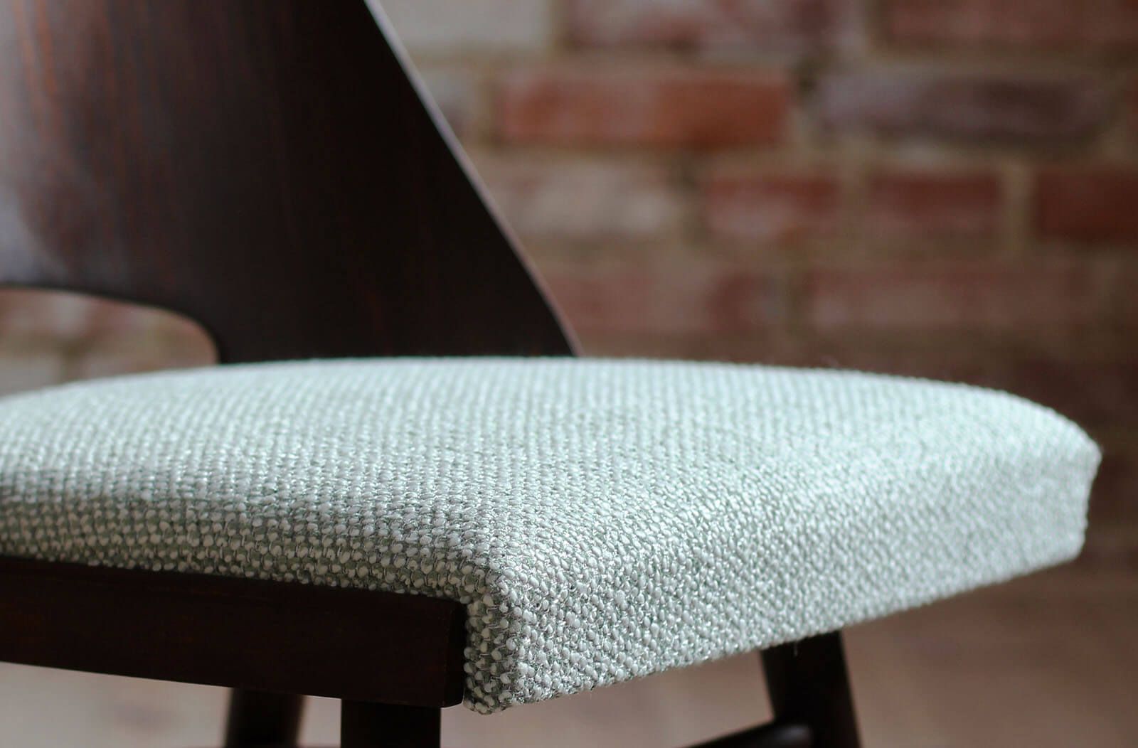 photo vinterior Set Of 4 Dining Chairs By Radomir Hofman For Ton, Model 514, Reupholstered In Creamy Mint Boucle By Sahco