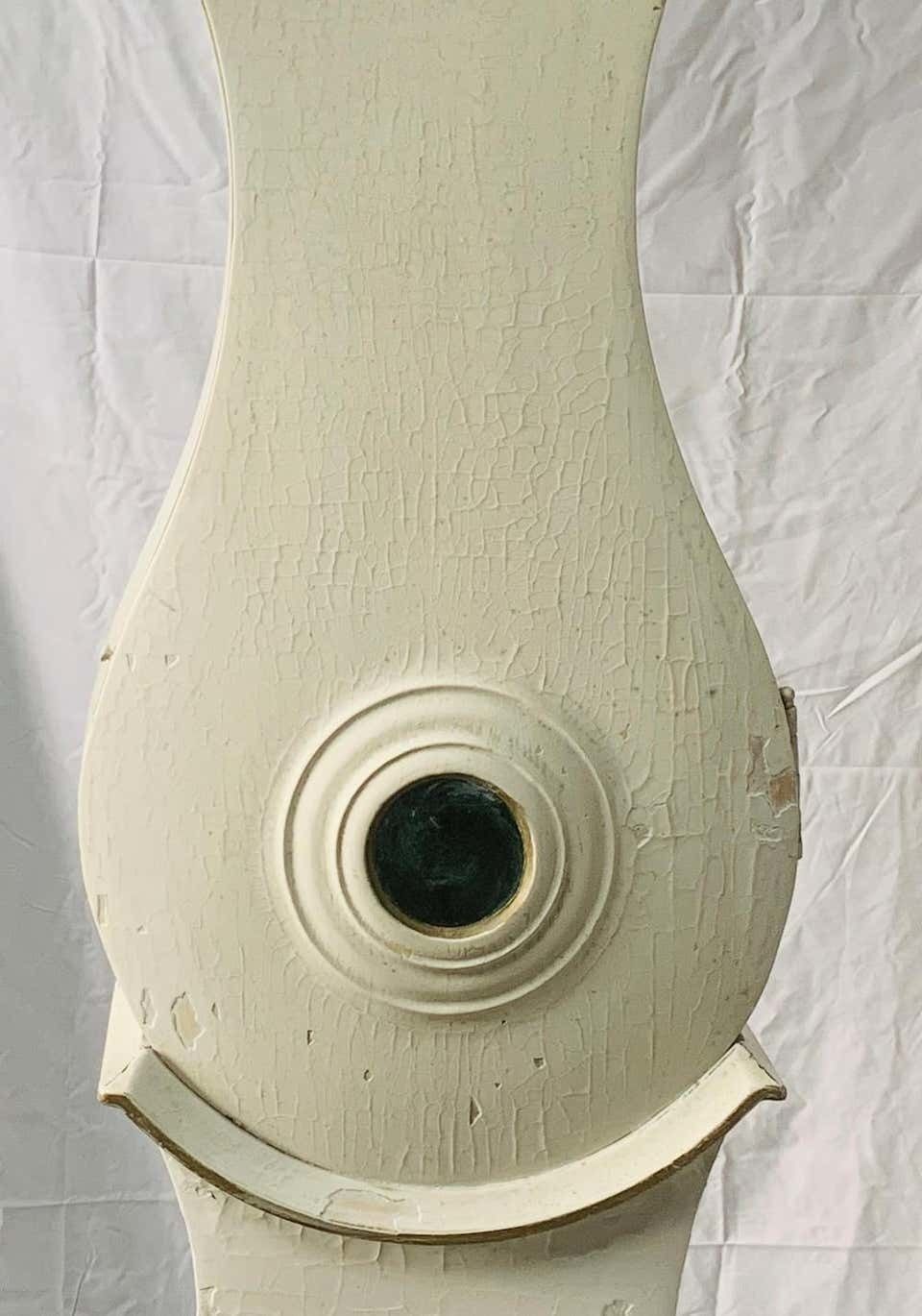 Swedish White Mora Clock 1812 Antique Carved Fryksdal Grandfather photo for sale