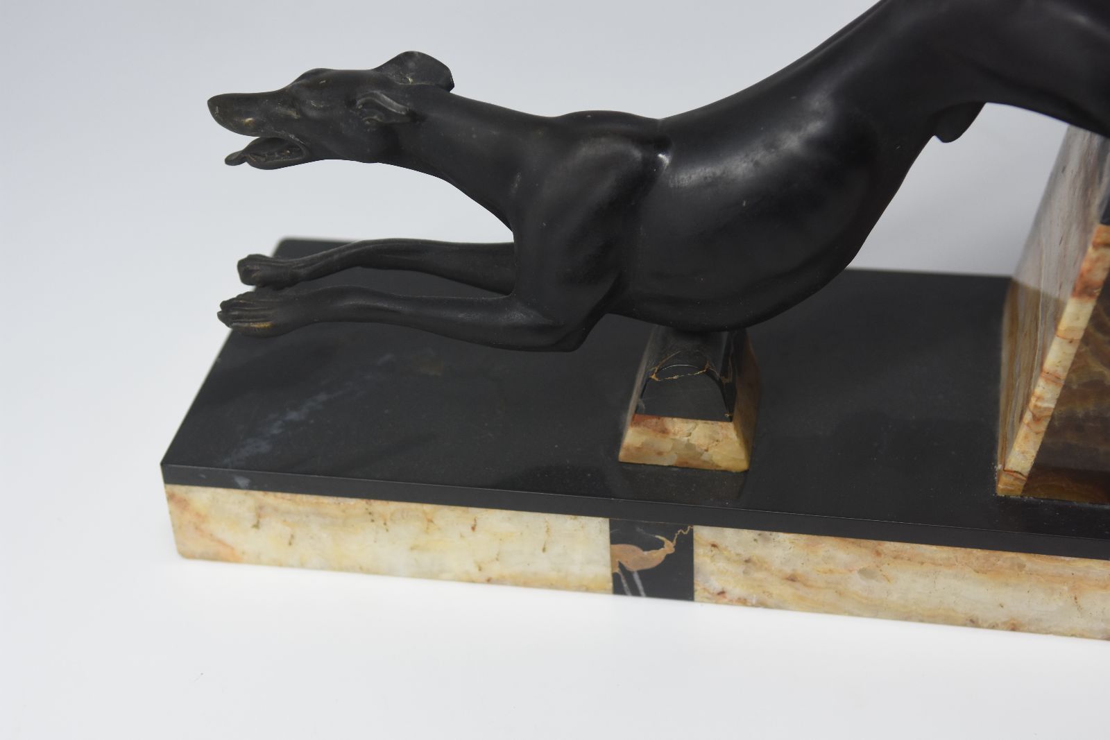1930 Sculpture Of Irénée Rochard With Greyhound Racing Dogs photo vinterior