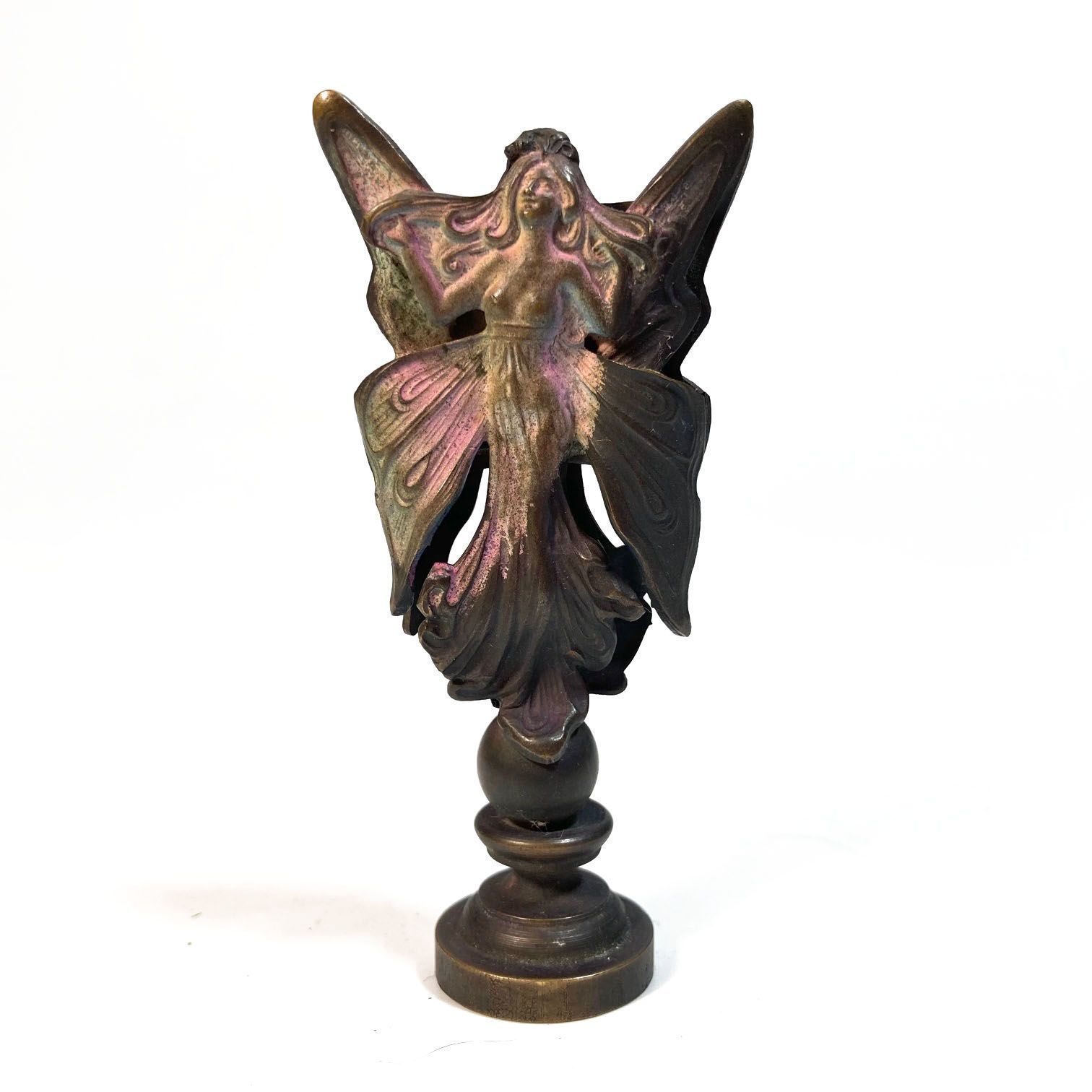 Old 3 Piece Art Nouveau Woman Butterfly Seal Box photo furniture
