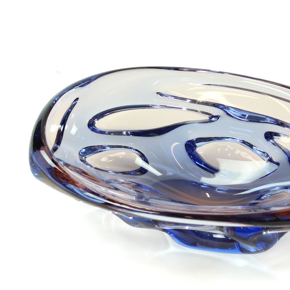 Art Glass Bowl In Blue By Jan Beranek For Skrdlovice, Czechoslovakia, Circa 1960 photo 472.0
