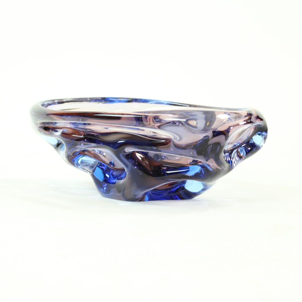 photo for sale Art Glass Bowl In Blue By Jan Beranek For Skrdlovice, Czechoslovakia, Circa 1960