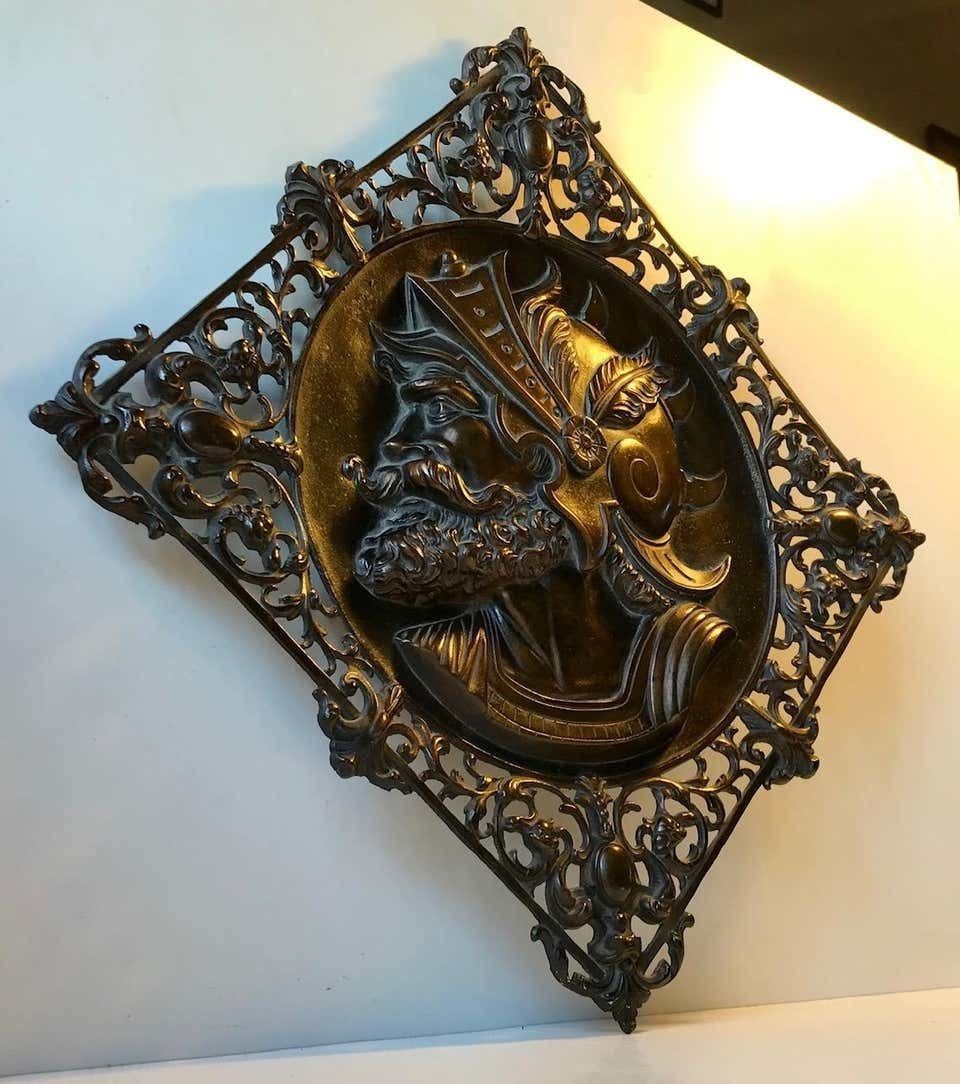 Vintage Italian Bronze Wall Sculpture Of Roman Warrior, 1970s photo for sale