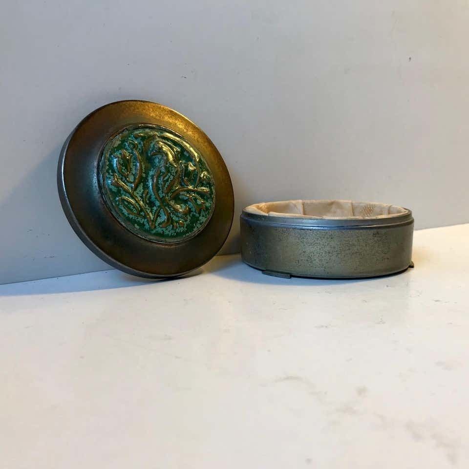 Art Deco Jewelry Trinket In Bronze And Ceramic, Bl, 1930s photo for sale
