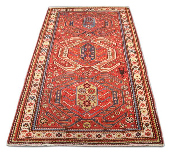 Antique Caucasian Rug, Traditional Lankaran Handmade Wool Rug  133x233cm photo furniture