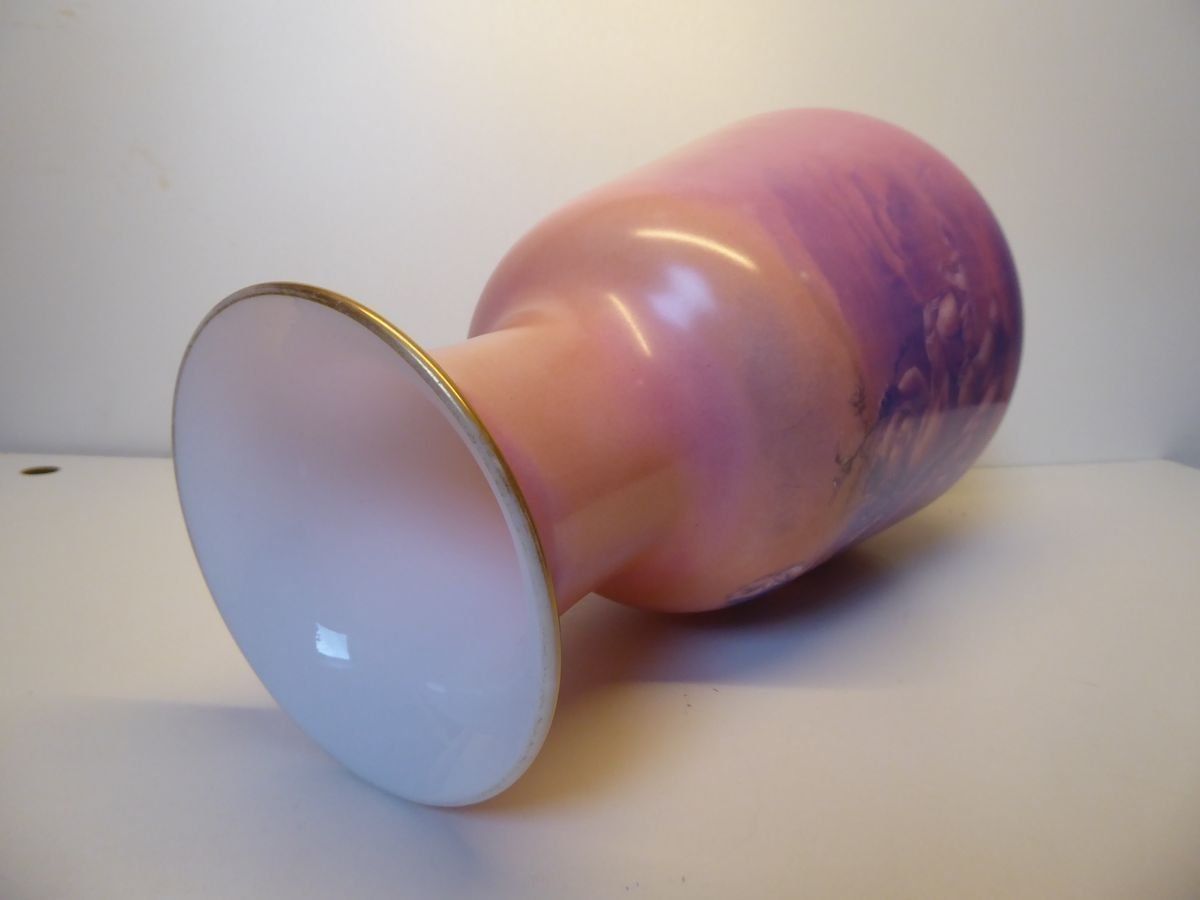 Large Antique Hand Painted Opaline Glass Vase photo 1044.08