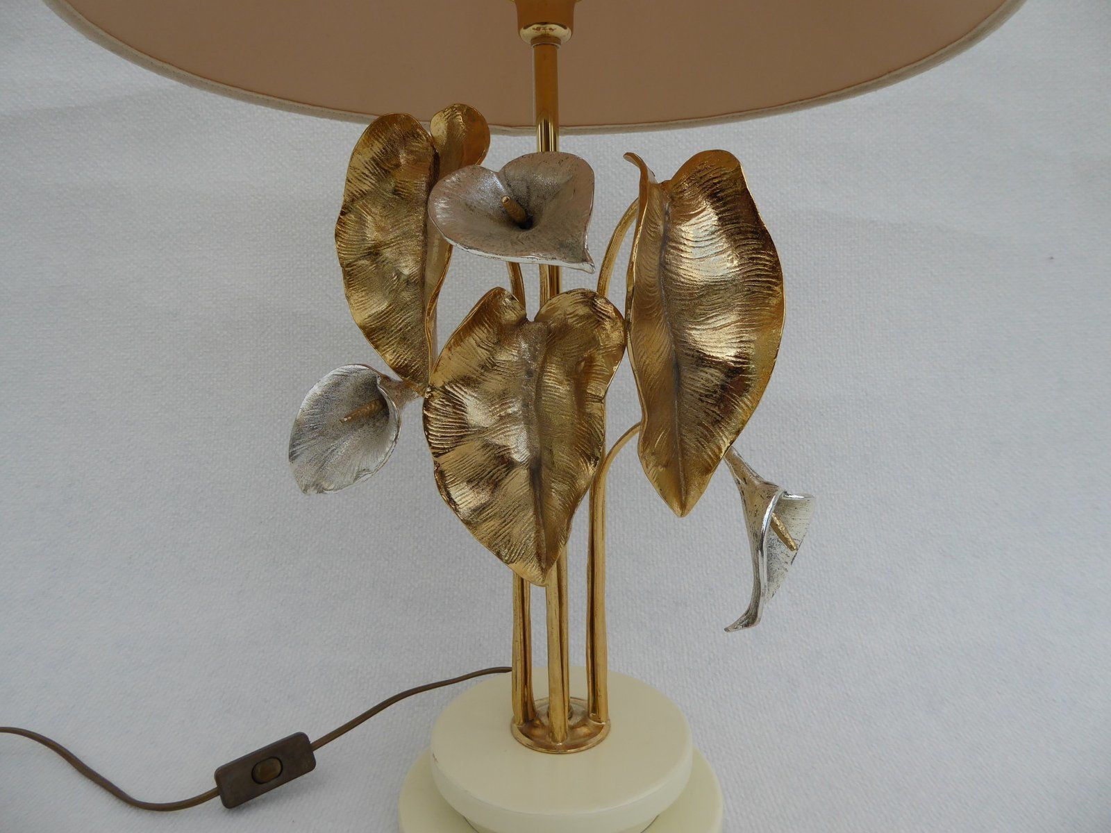 Mid Century Gold And Silver Plated Lamp By Lanciotto Galeotti For L'originale photo Lighting