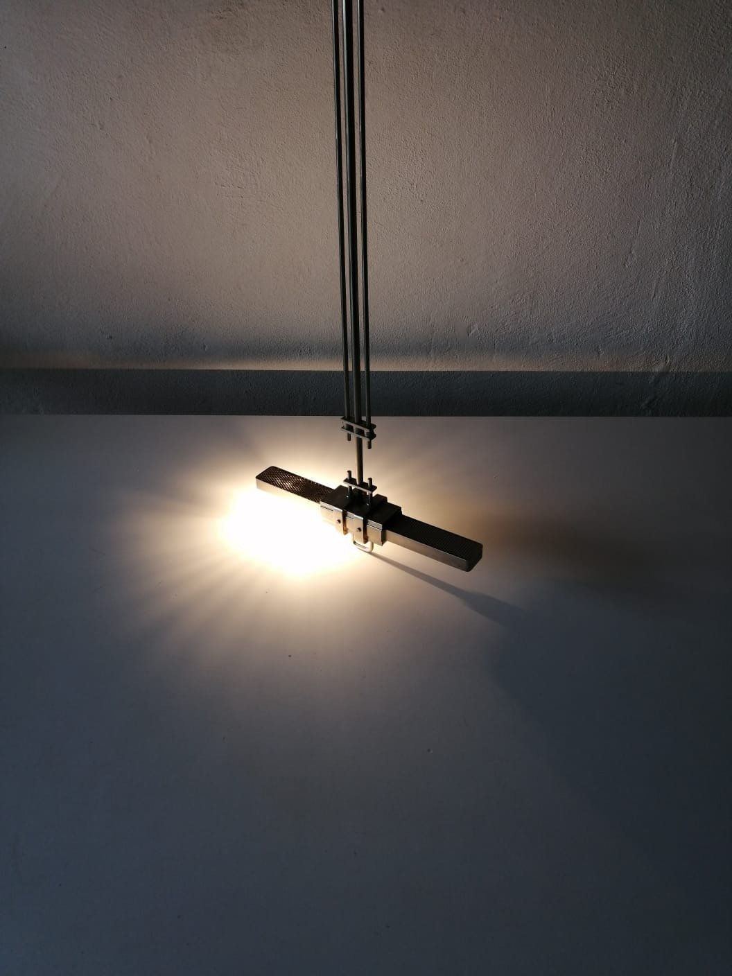Relco Industrial Style Double Socket Linear Suspension Lamp, 1970s Milano Italy photo 1961.68