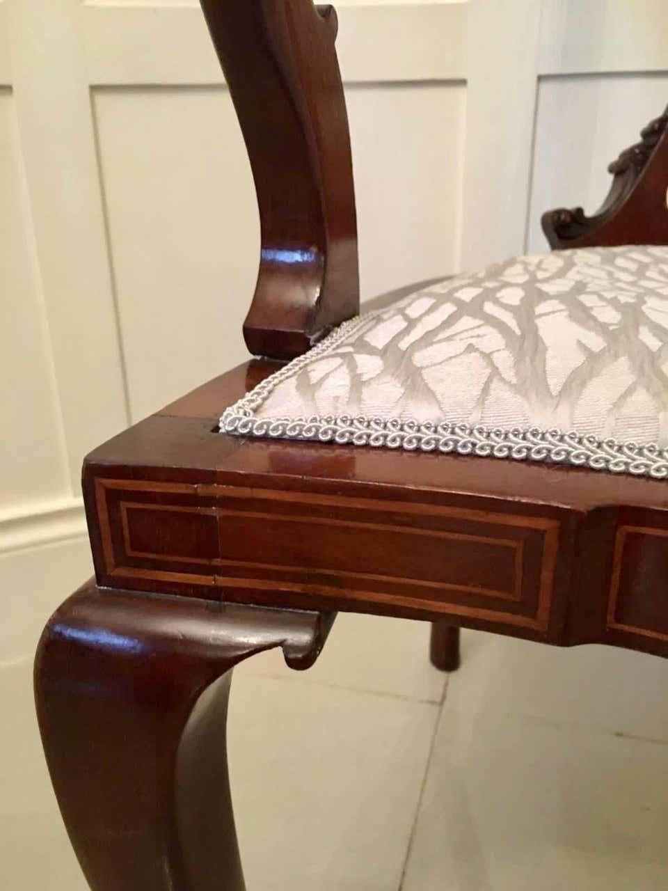 photo furniture Outstanding 19th Century Victorian Antique Mahogany Inlaid Armchair