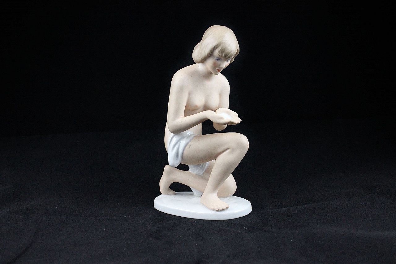 Figure Of Girl In Porcelain By Kurt Steiner For Wallendorf Porzellan, 1950s photo furniture