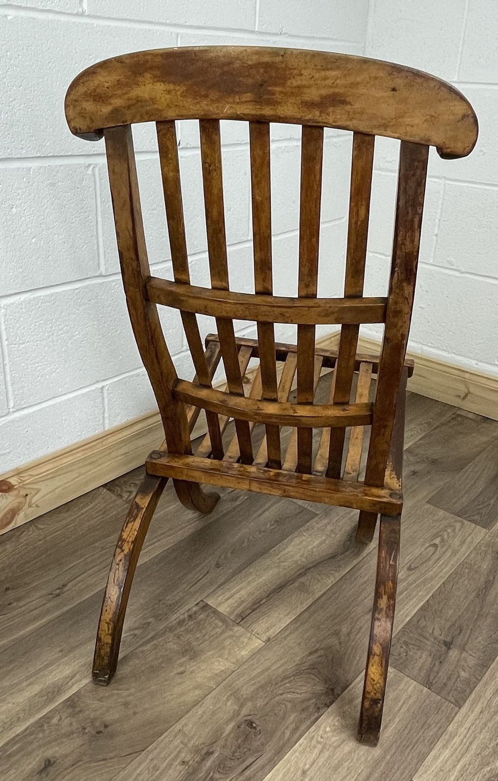 Stunning 19th C Cunard Line Teak Slat Back Deck Chair photo buy