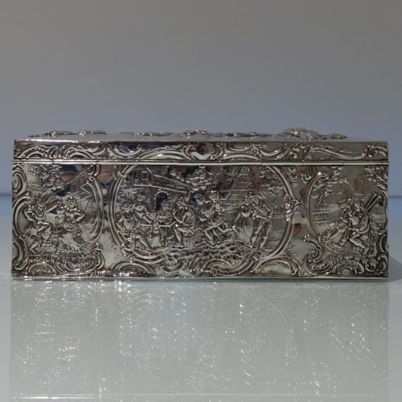 Early 20th Century Antique Silver Edwardian Import Marked Large Jewellery Casket Chester 1902 Berthold Muller photo Home Decor