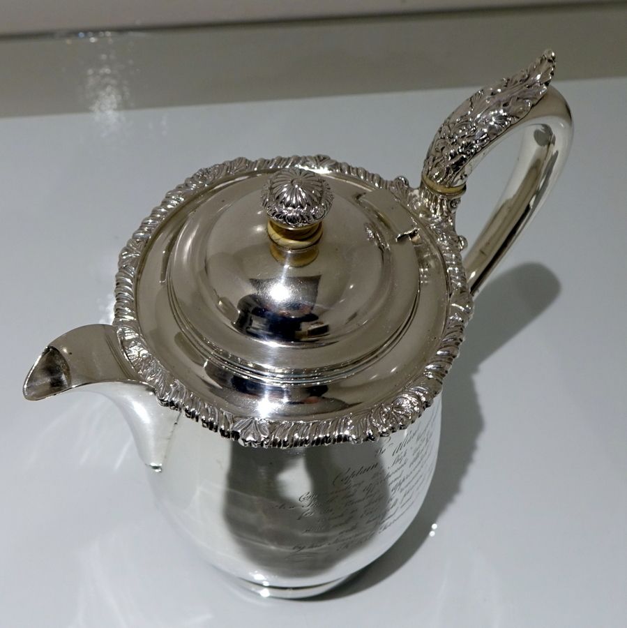 photo for sale Early 19th Century Antique Silver Indian Colonial Biggin On Stand Calcutta 1819 1825 Cropley & Co