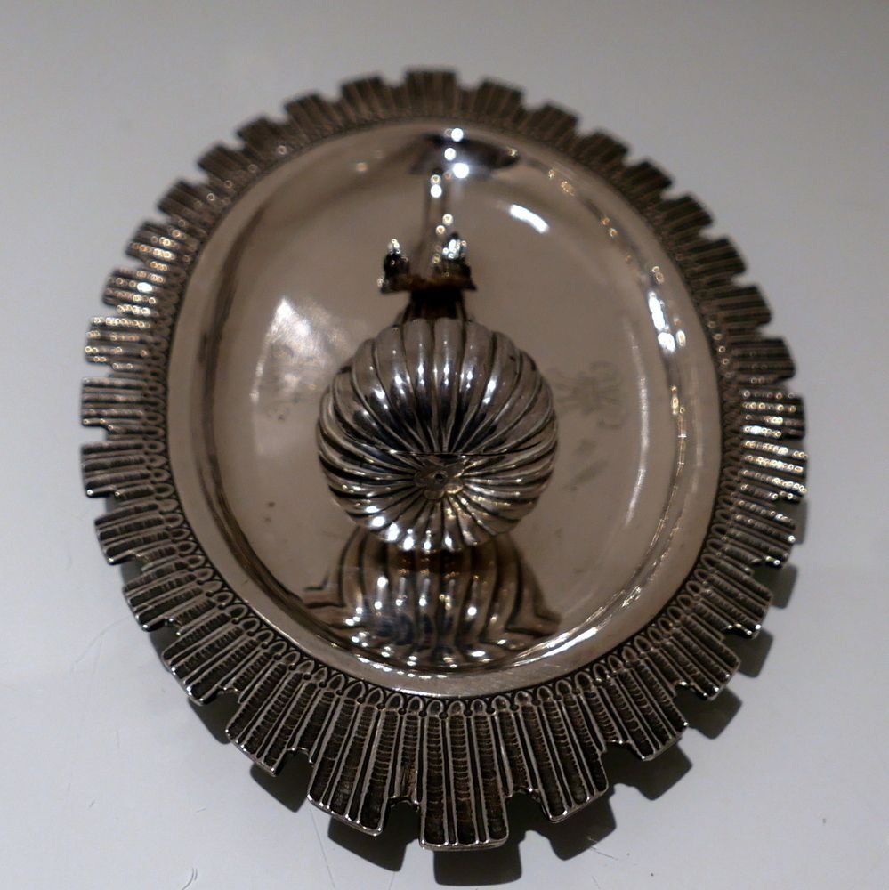 Mid 19th Century Antique Victorian Sterling Silver Desk Inkwell London 1864 George Fox photo vinterior