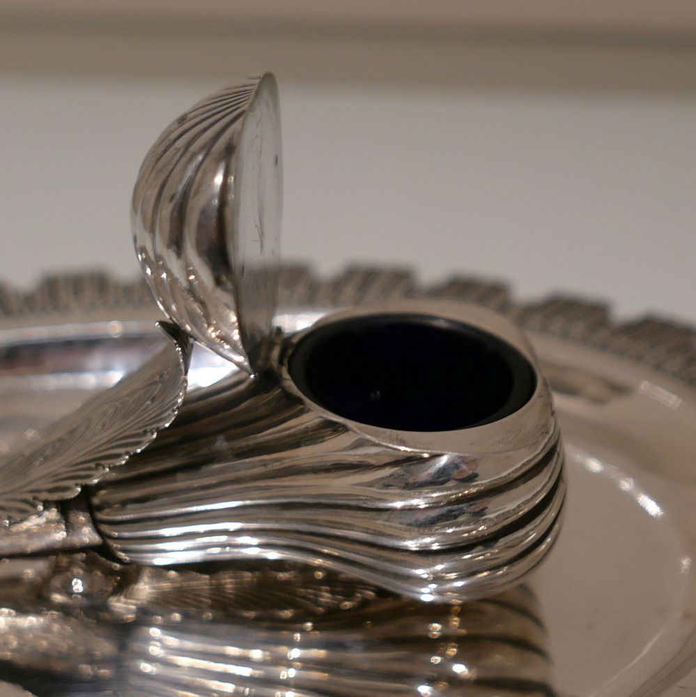 Mid 19th Century Antique Victorian Sterling Silver Desk Inkwell London 1864 George Fox photo vintage
