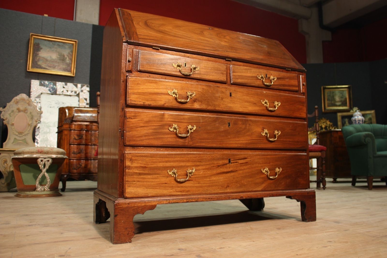 1919.0 Antique English Bureau In Mahogany Wood photo