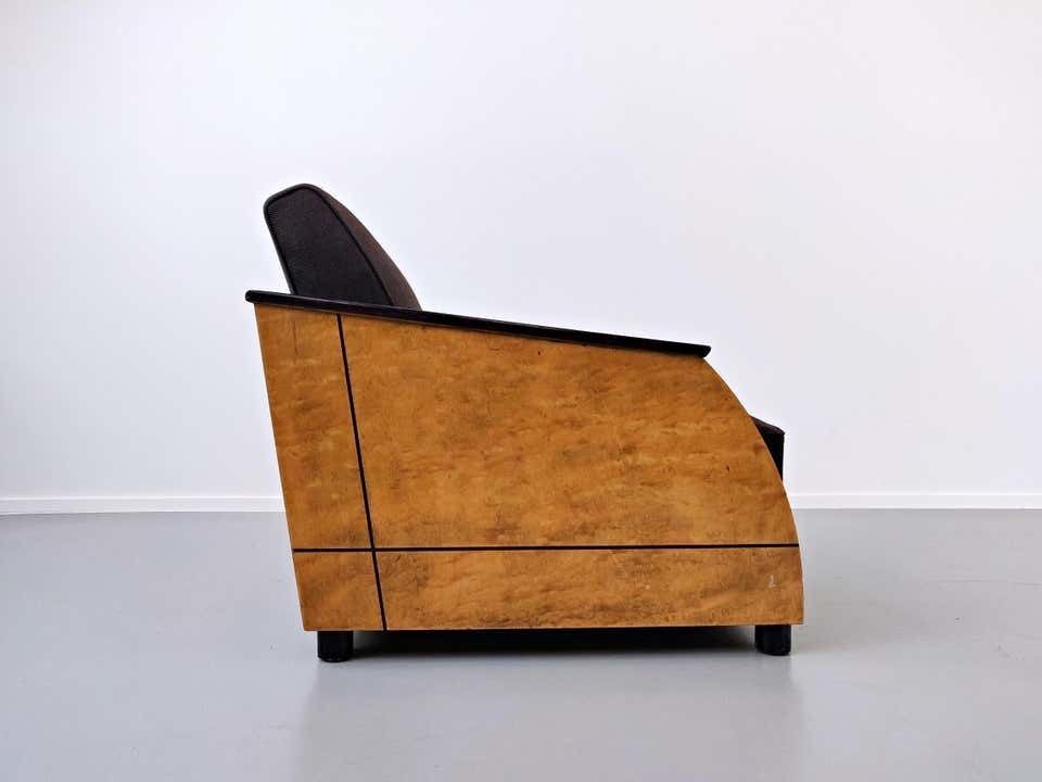 Pair Of Art Deco Club In Polished Burr Wood photo buy