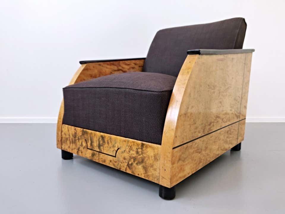 Furniture Pair Of Art Deco Club In Polished Burr Wood photo
