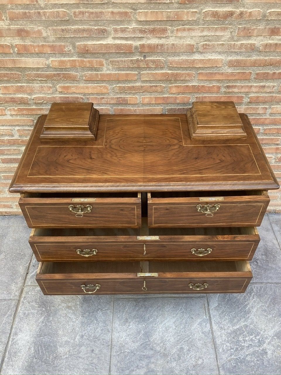 photo furniture Late 19 Century Walnut And Marquetry Commode Chests Of Drawers, Circa 1890