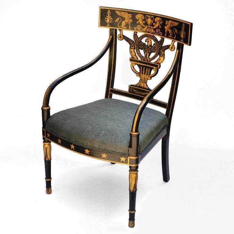 Early Nineteenth Century American Regency Painted Armchair photo Furniture