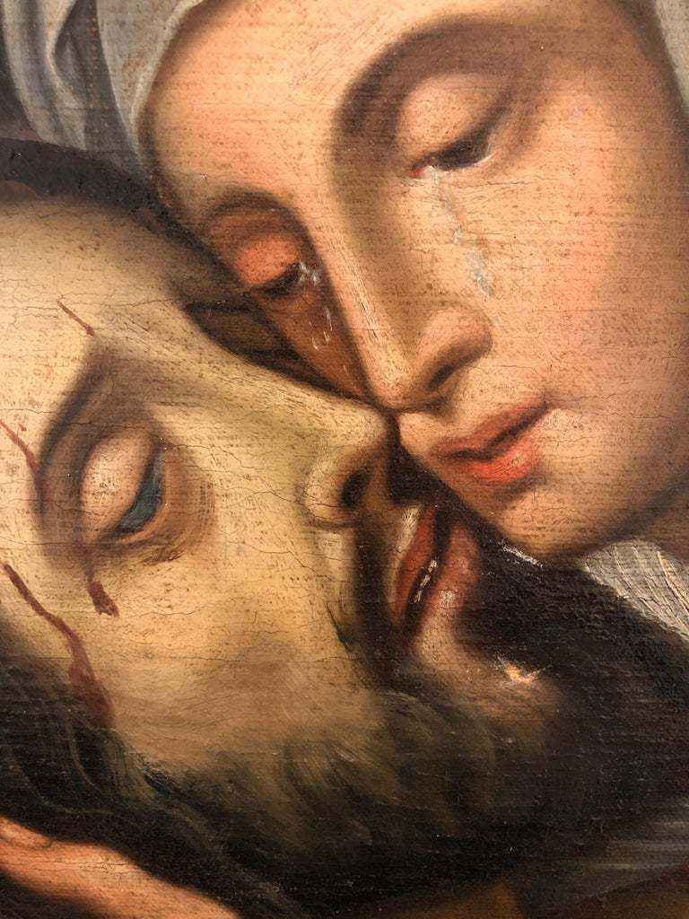 Spanish School Early 17th Century Oil Painting Of Christ And The Virgin Mary photo for sale