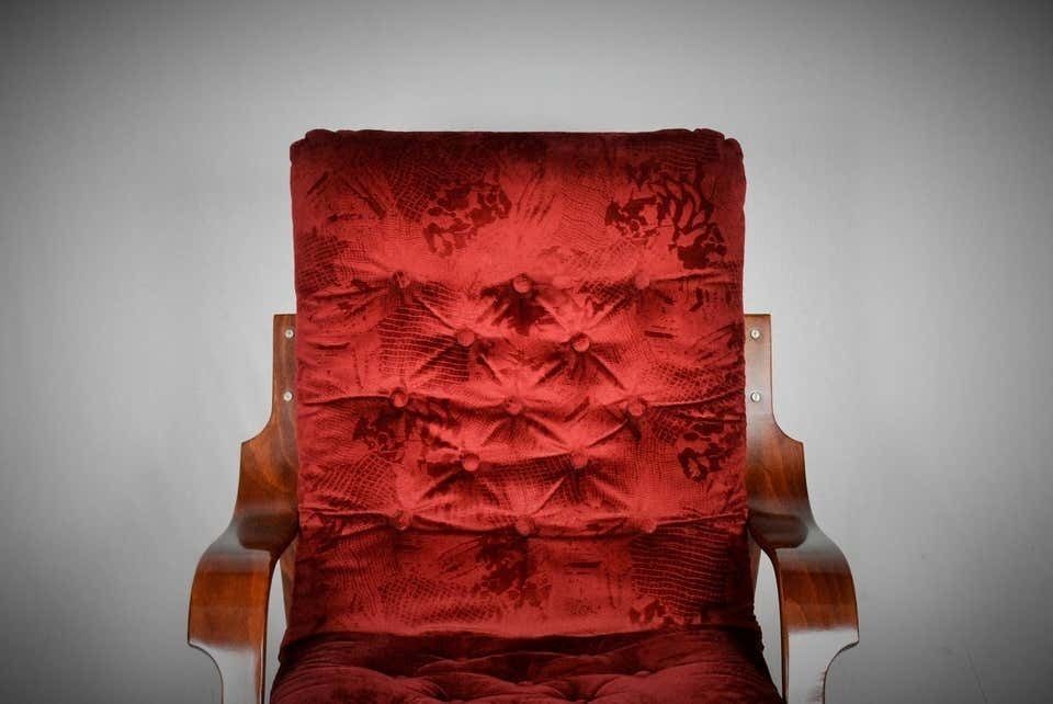 Furniture Scandinavian Set Of Armchair And Tabouret , 1960s photo