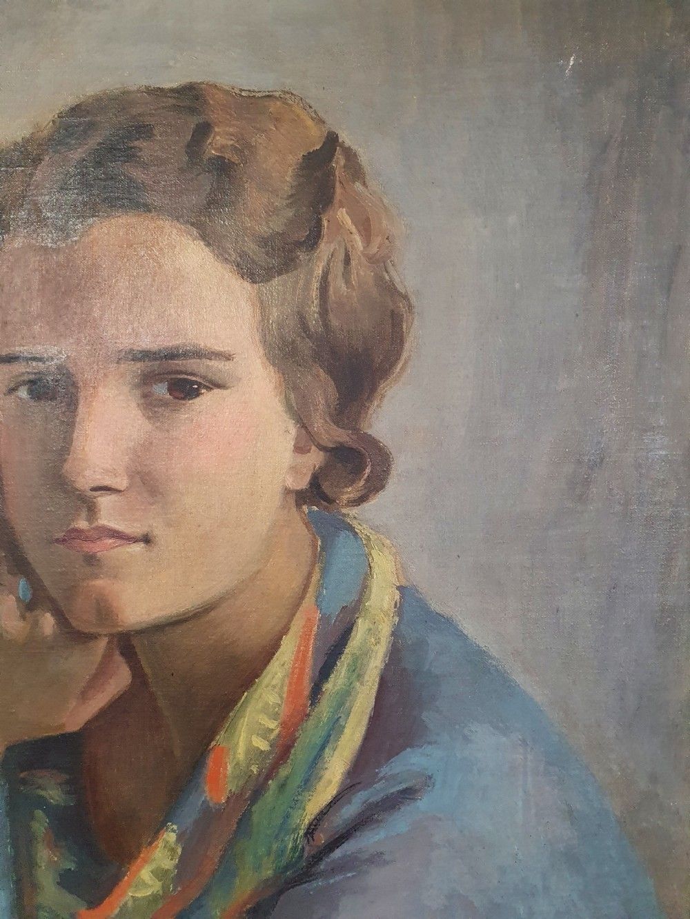 Portrait Of Young Girl, Art Deco French Oil On Canvas. Dated 1933 photo 1064.0