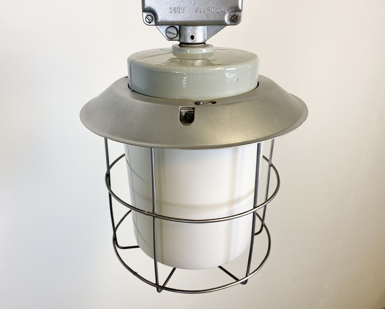 Lighting Vintage Industrial Aluminium Lamp With Milk Glass, 1970s, 12x photo