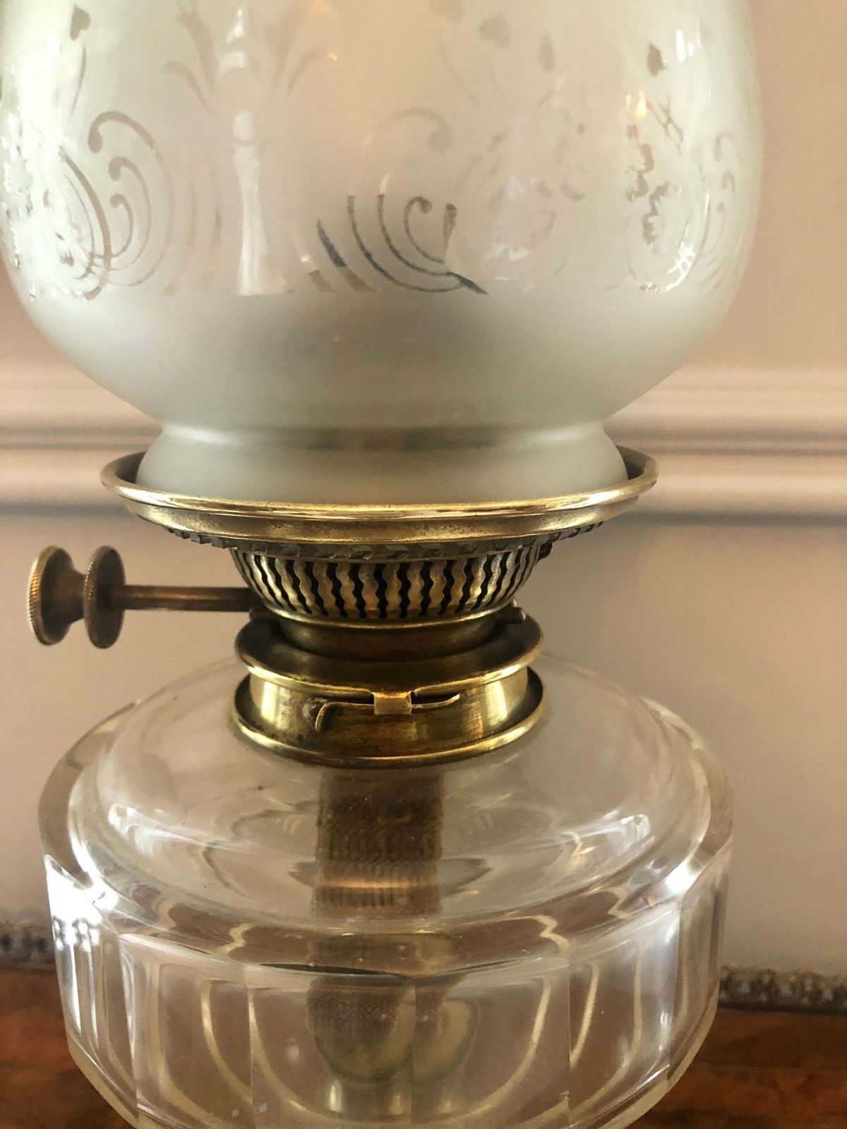 19th Century Antique Victorian Brass Oil Lamp photo for sale