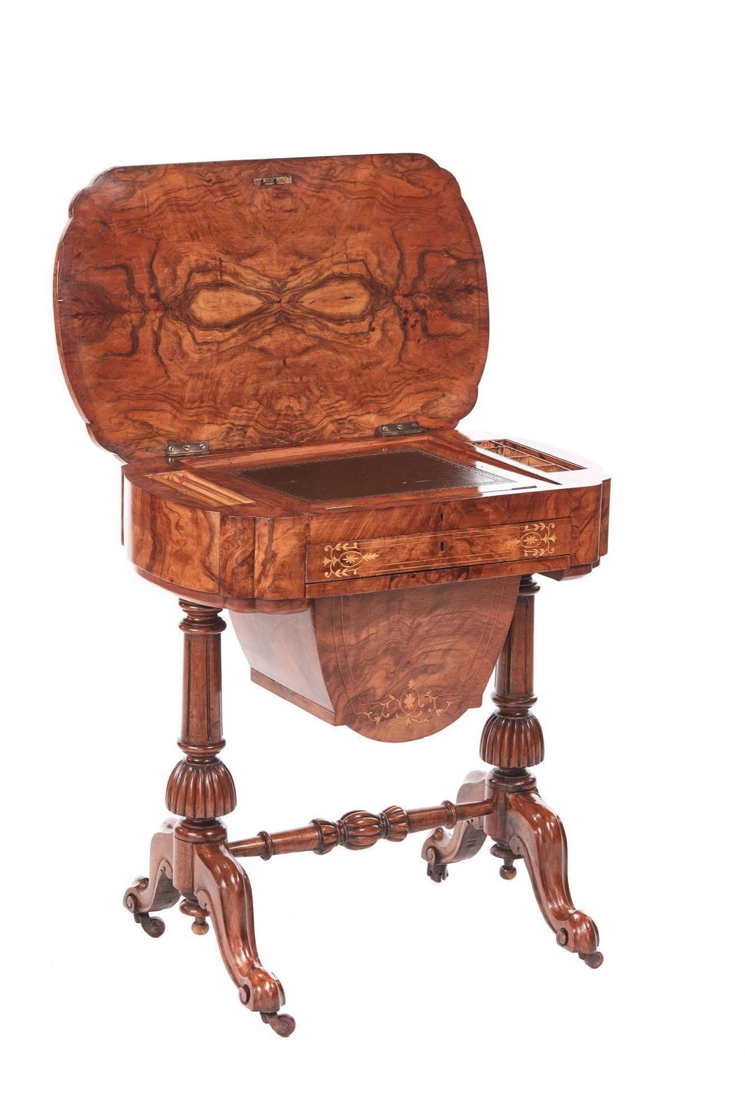 Antique Early Victorian 19th Century Inlaid Burr Walnut Writing Or Sewing Table photo 6895.0