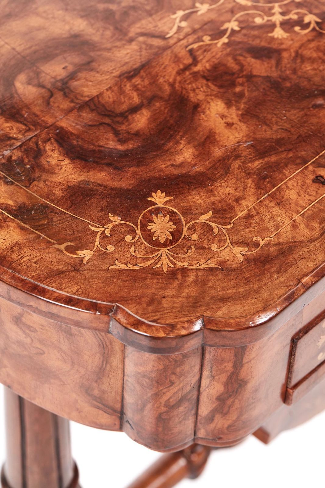 Antique Early Victorian 19th Century Inlaid Burr Walnut Writing Or Sewing Table photo buy