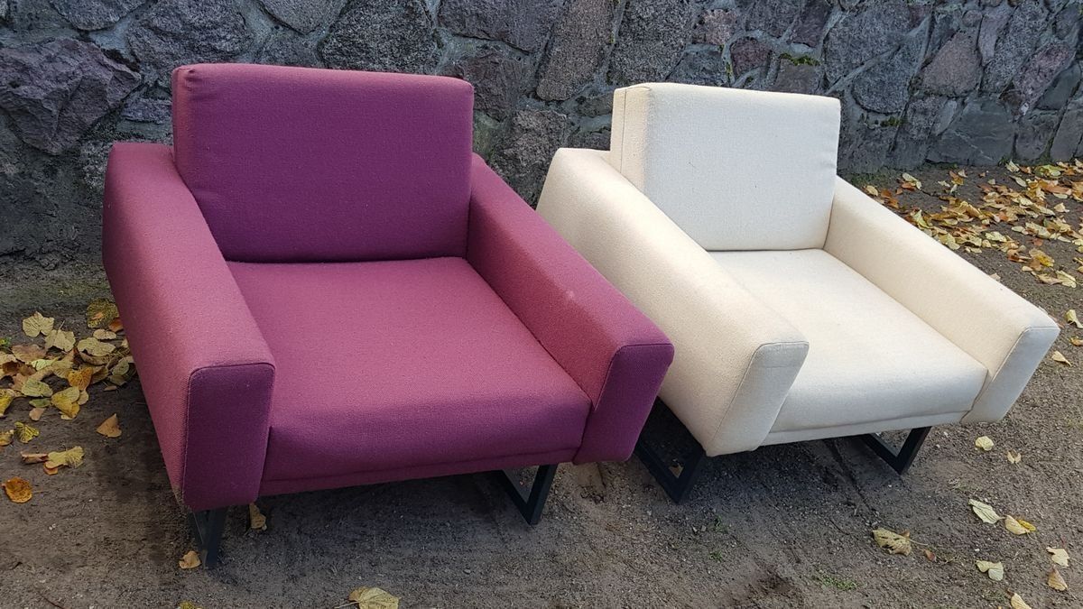 Cubist Club Chair With Wool Fabric On Steel Runners, 1960s photo furniture