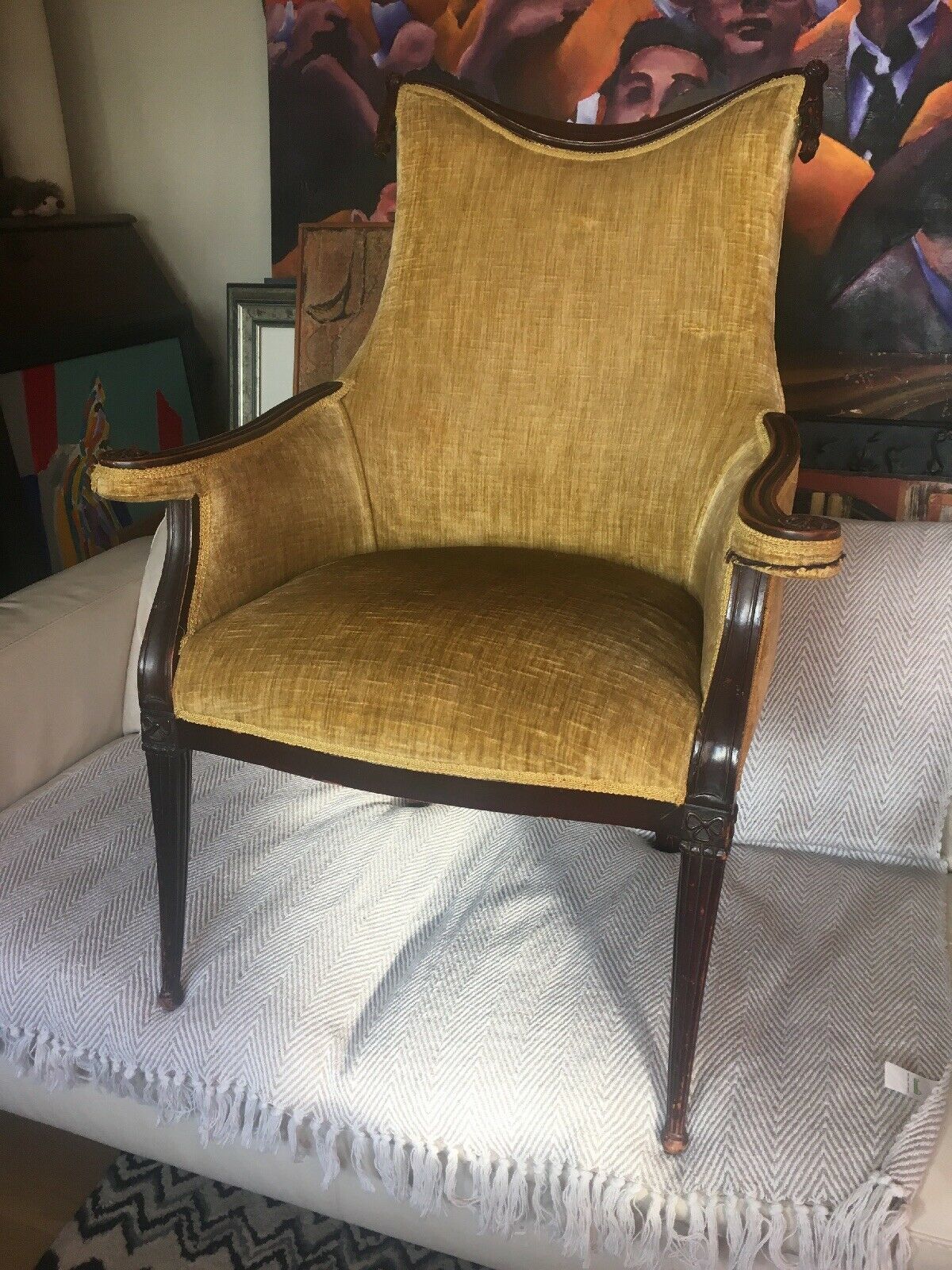 Rare Stunning Grosfeld House Swag And Drape Armchair, Hollywood Regency photo for sale
