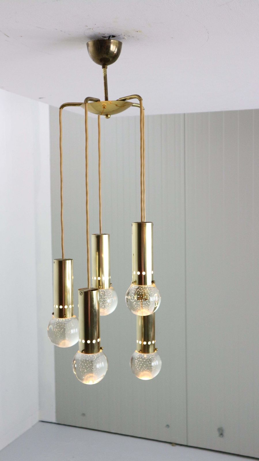 Gino Sarfatti Sp/ 16 For Arteluce Unique Brass Bubble Pendant Lamp, 1950, Italy photo Lighting