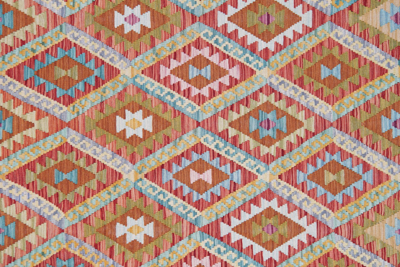 Vibrant Handmade Carpet Kilim Rug, Rust Traditional Geometric Kilim   204x297cm photo for sale