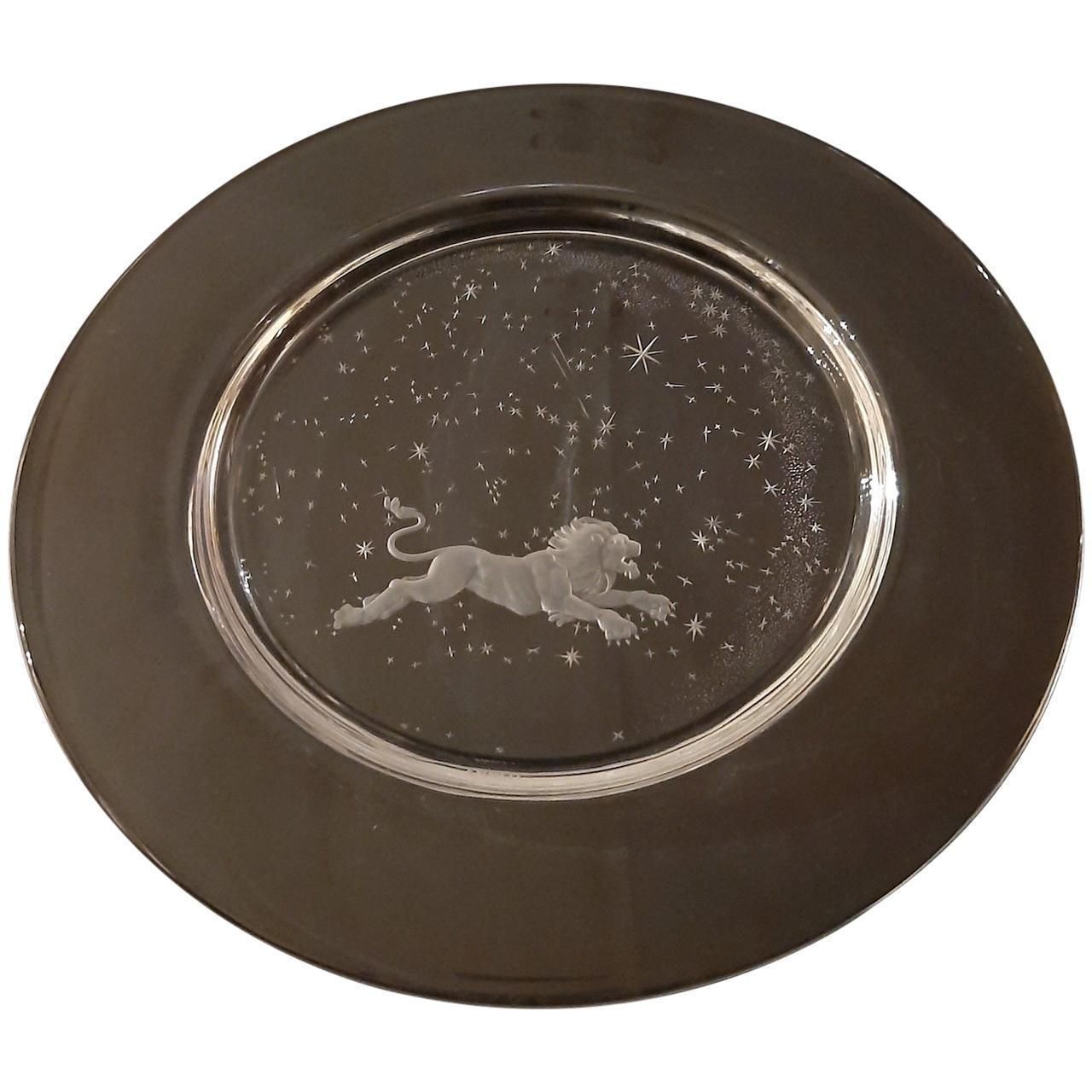 Set Of 12 "Constellation" Engraved Crystal Plates By Don Wier For Steuben Glass