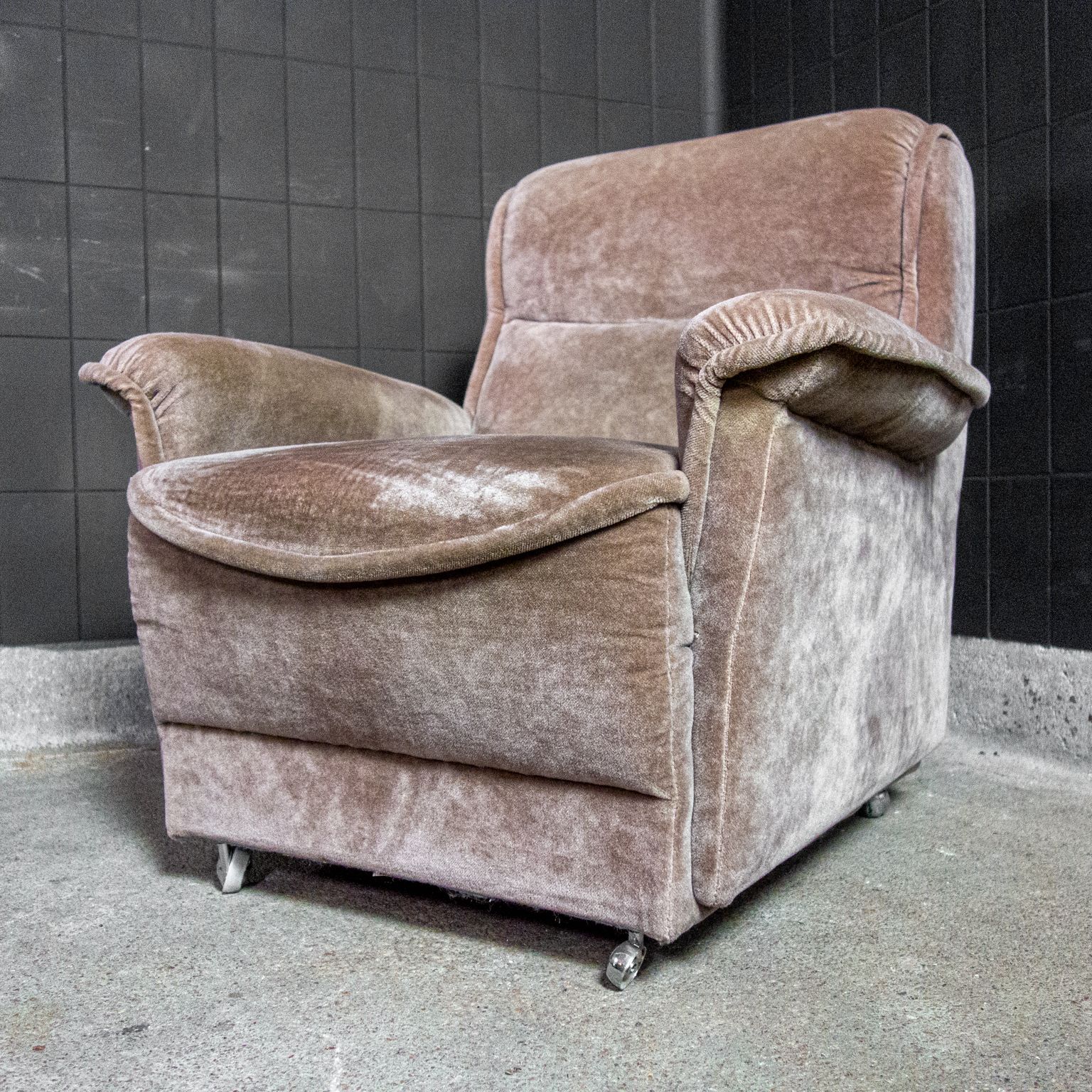 Vintage modulaire hoekbank en fauteuils van fluweel – lila – ca. jaren 1970 photo 1291.68