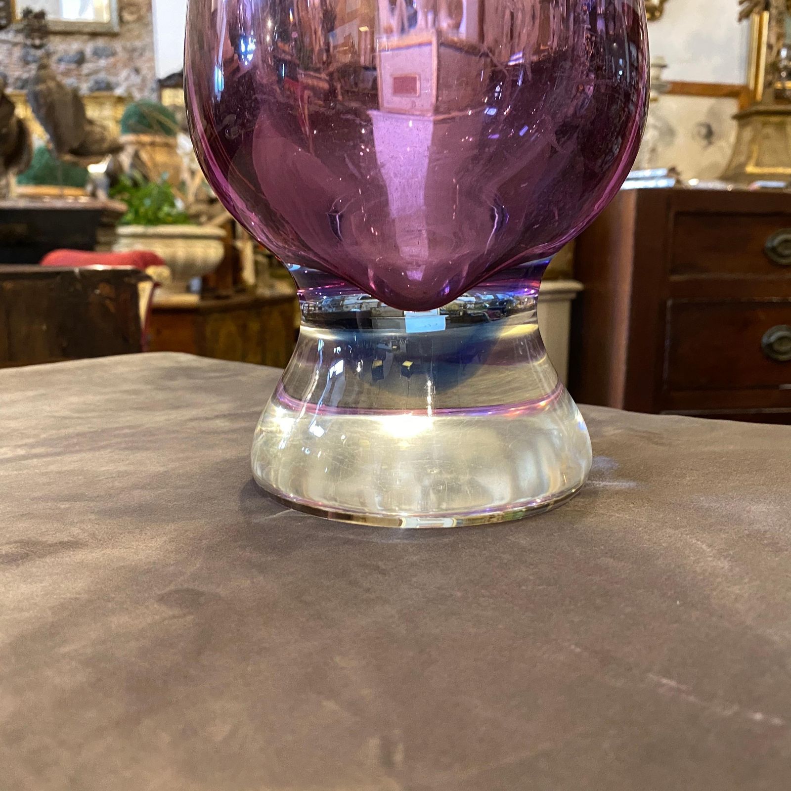 Mid Century Modern Blue And Purple Murano Glass Tall Vase, Circa 1970 photo furniture