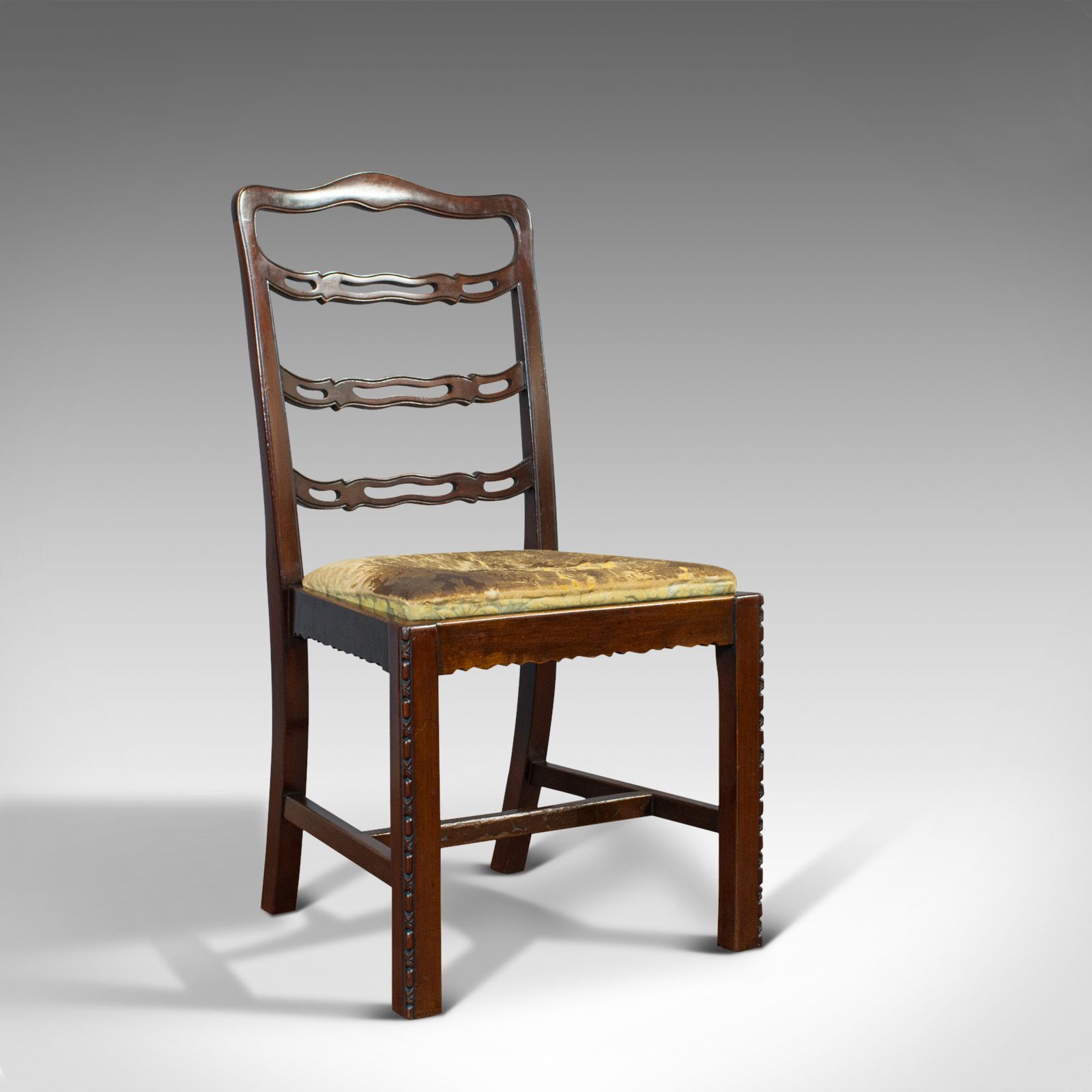 Set Of 4, Antique Ladder Back Chairs, Irish, Mahogany, Dining Seat, Victorian photo furniture